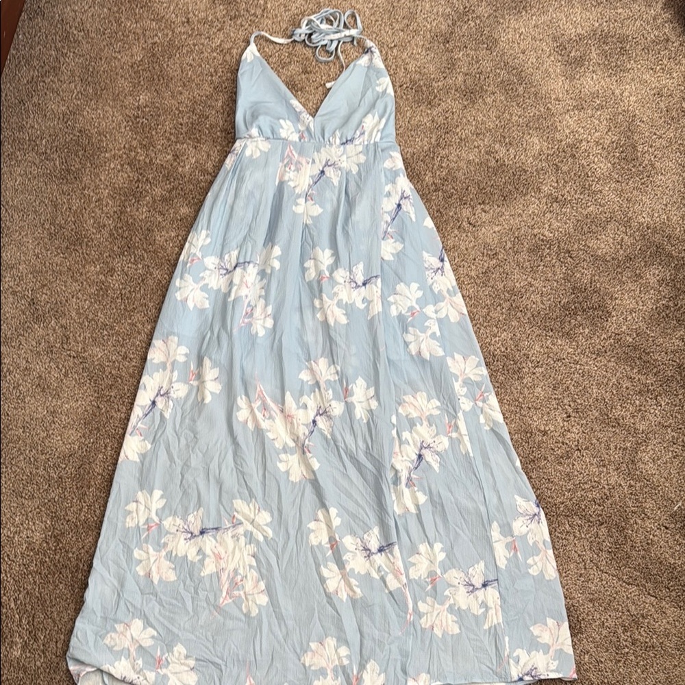 Simple Floral Halter Maxi Dress